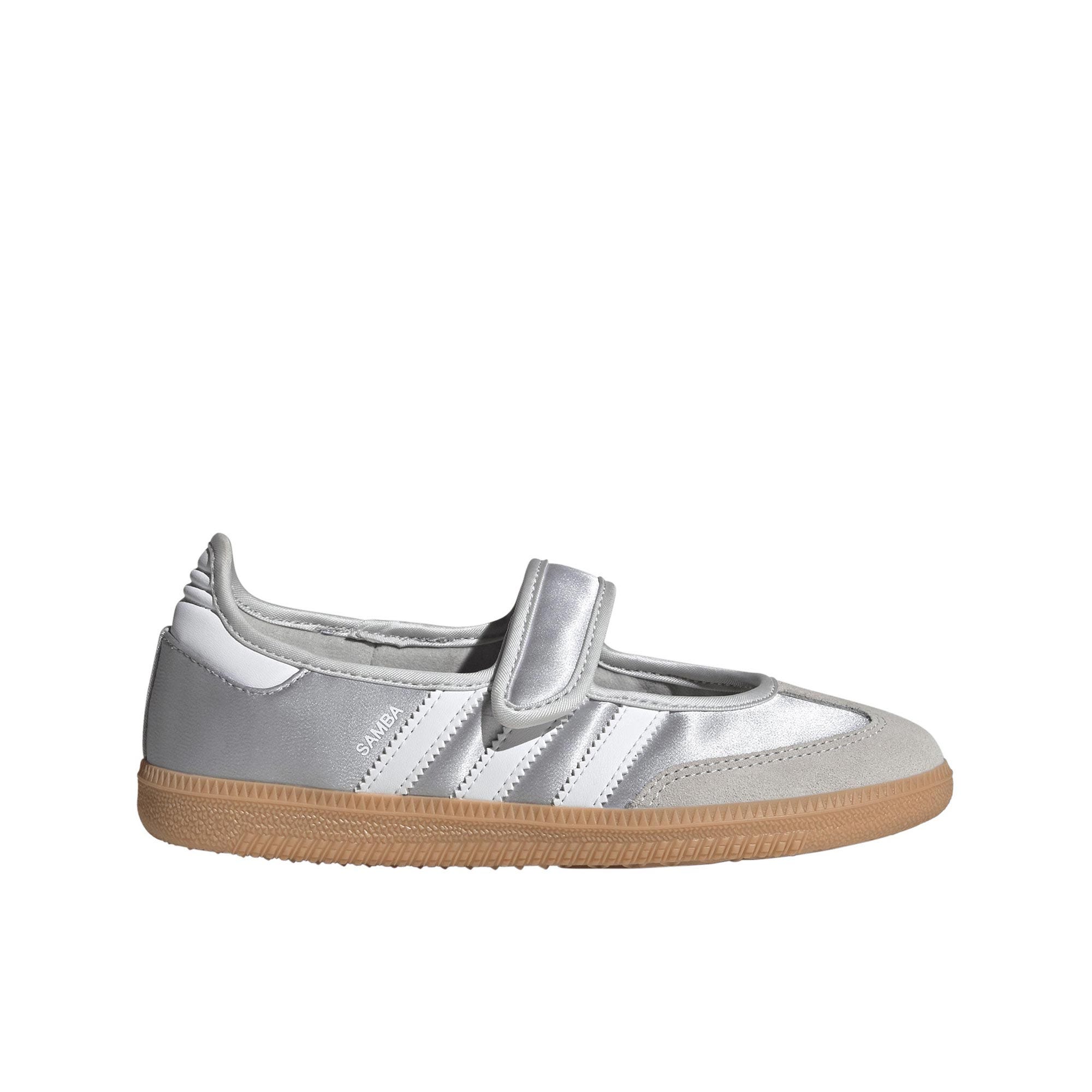 samba jane kids grade school sneakers - silver met./ftwr white/gum 3