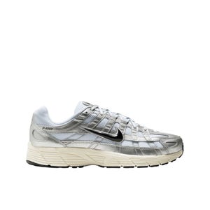 P-6000 Men's Sneakers Shoes - White/Black-Metallic Silver